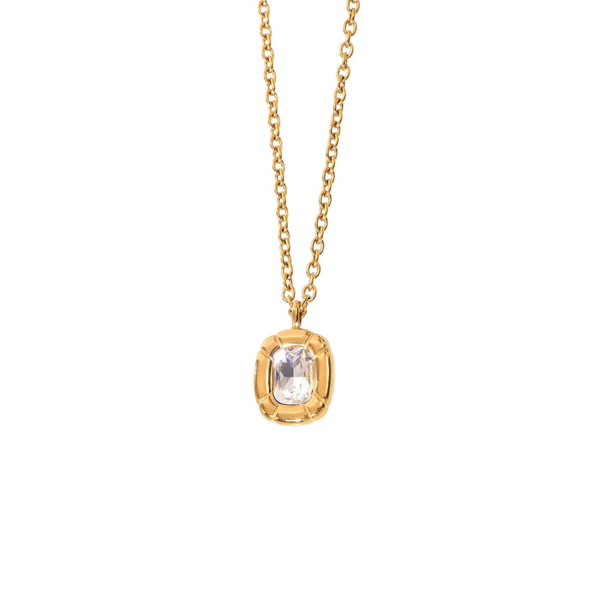 CRYSTAL HALO GOLD NECKLACE