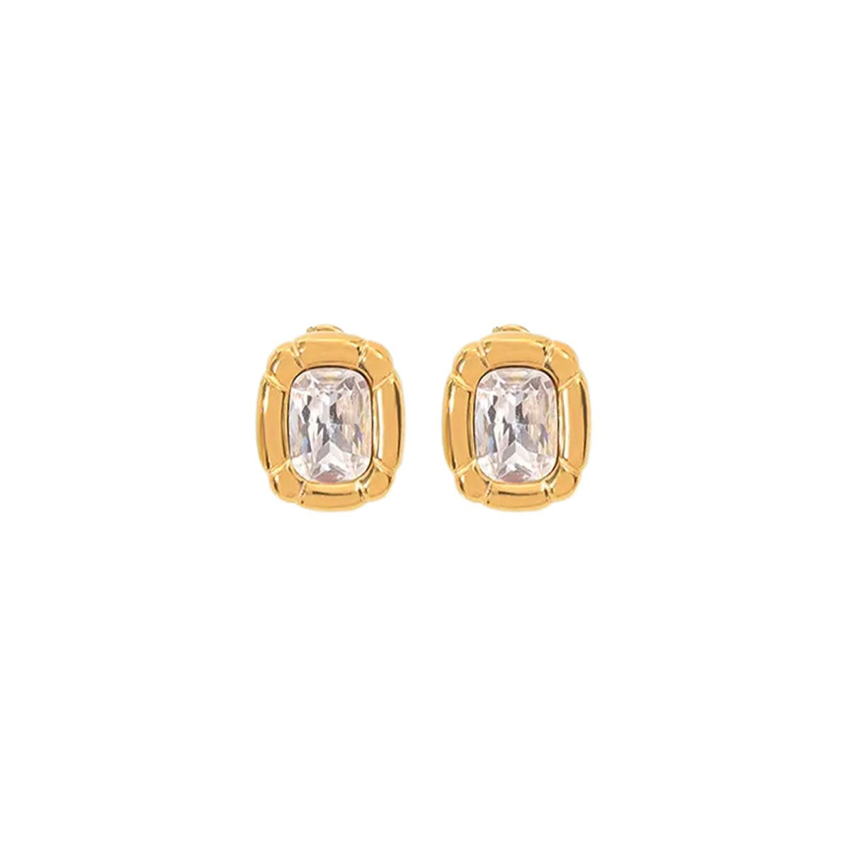 CRYSTAL HALO GOLD EARRINGS